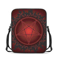 Black And Red Satanic Pentagram Print Rectangular Crossbody Bag