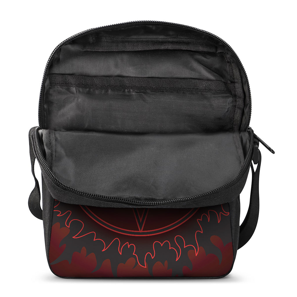 Black And Red Satanic Pentagram Print Rectangular Crossbody Bag