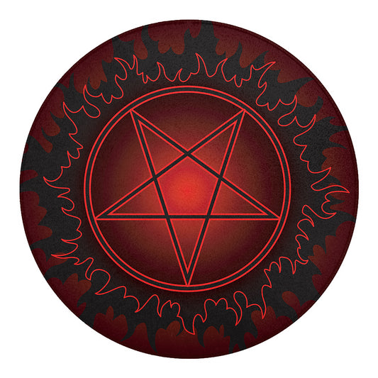 Black And Red Satanic Pentagram Print Round Blanket
