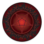 Black And Red Satanic Pentagram Print Round Floor Mat