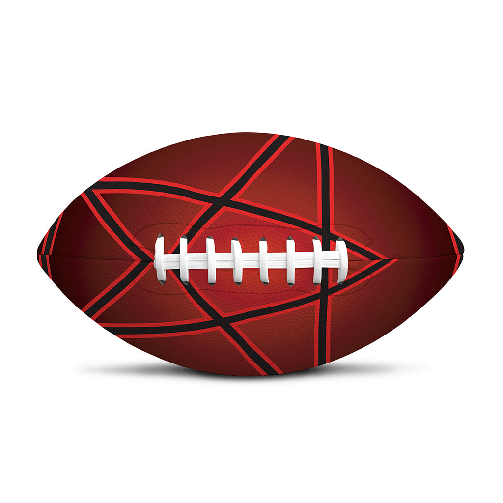 Black And Red Satanic Pentagram Print Rugby Ball