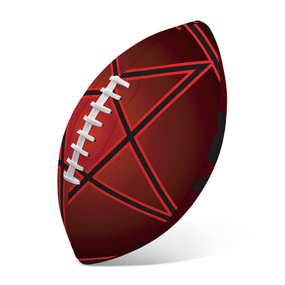 Black And Red Satanic Pentagram Print Rugby Ball