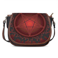Black And Red Satanic Pentagram Print Saddle Bag