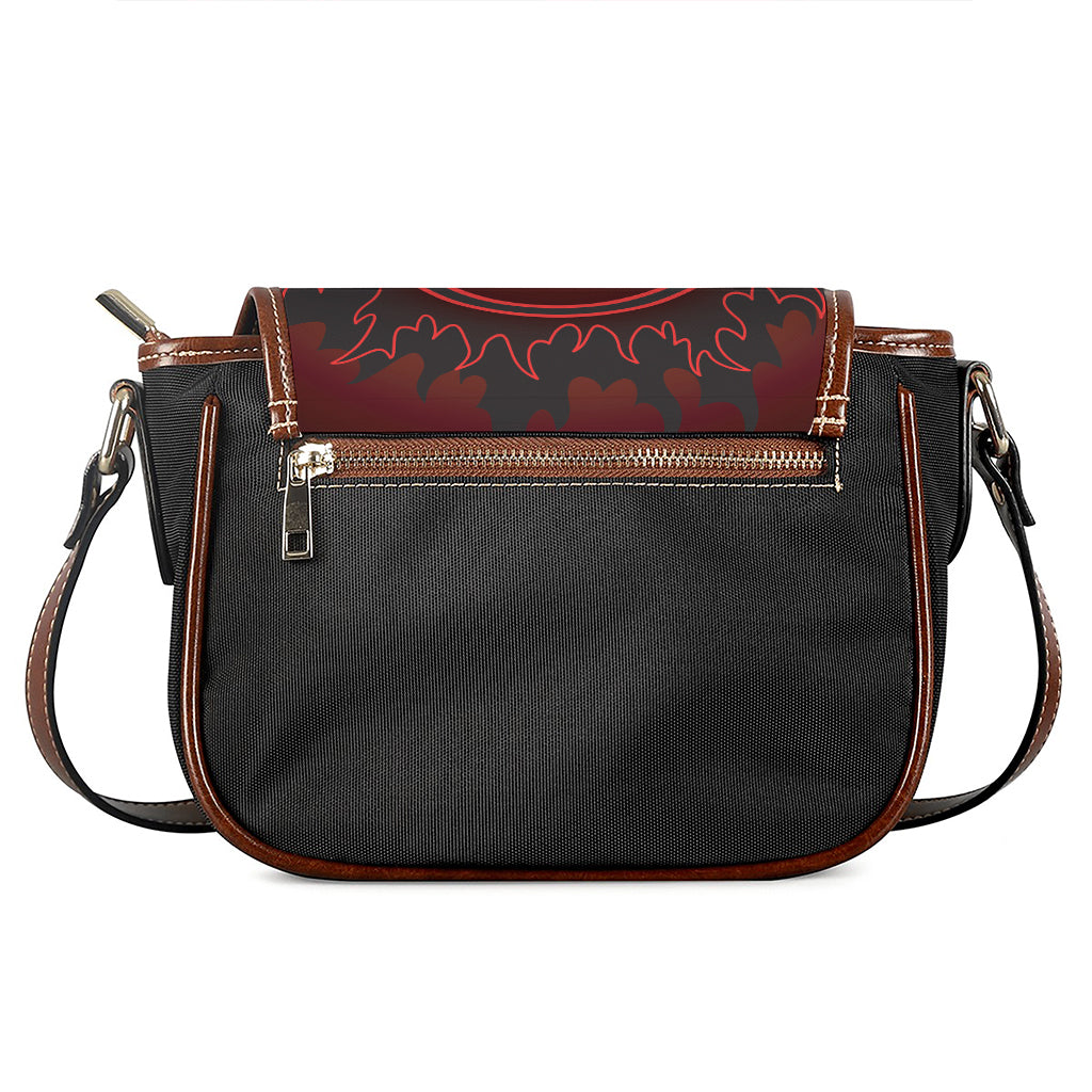 Black And Red Satanic Pentagram Print Saddle Bag