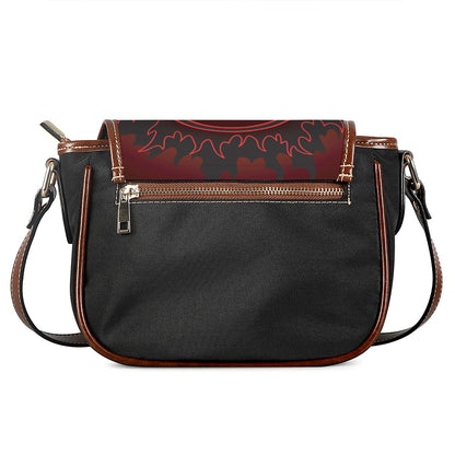Black And Red Satanic Pentagram Print Saddle Bag