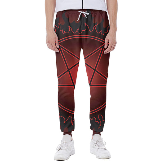 Black And Red Satanic Pentagram Print Scuba Joggers