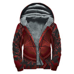Black And Red Satanic Pentagram Print Sherpa Lined Zip Up Hoodie