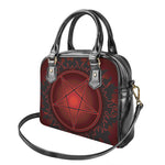 Black And Red Satanic Pentagram Print Shoulder Handbag
