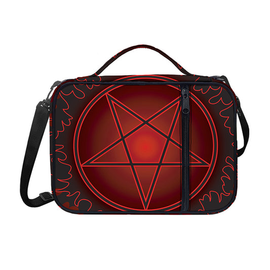 Black And Red Satanic Pentagram Print Shoulder Strap Bible Bag