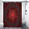 Black And Red Satanic Pentagram Print Shower Curtain