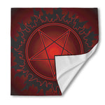 Black And Red Satanic Pentagram Print Silk Bandana