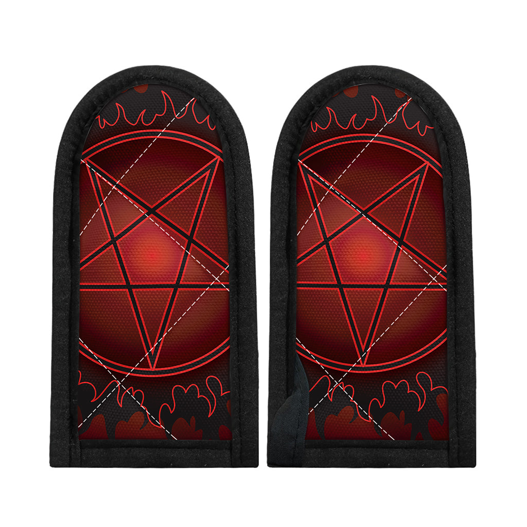 Black And Red Satanic Pentagram Print Skillet Handle Cover