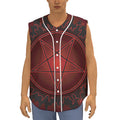 Black And Red Satanic Pentagram Print Sleeveless Baseball Jersey