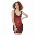 Black And Red Satanic Pentagram Print Sleeveless Bodycon Dress