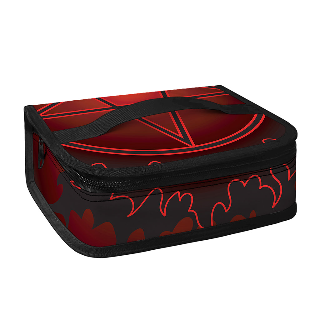 Black And Red Satanic Pentagram Print Small Lunch Bag