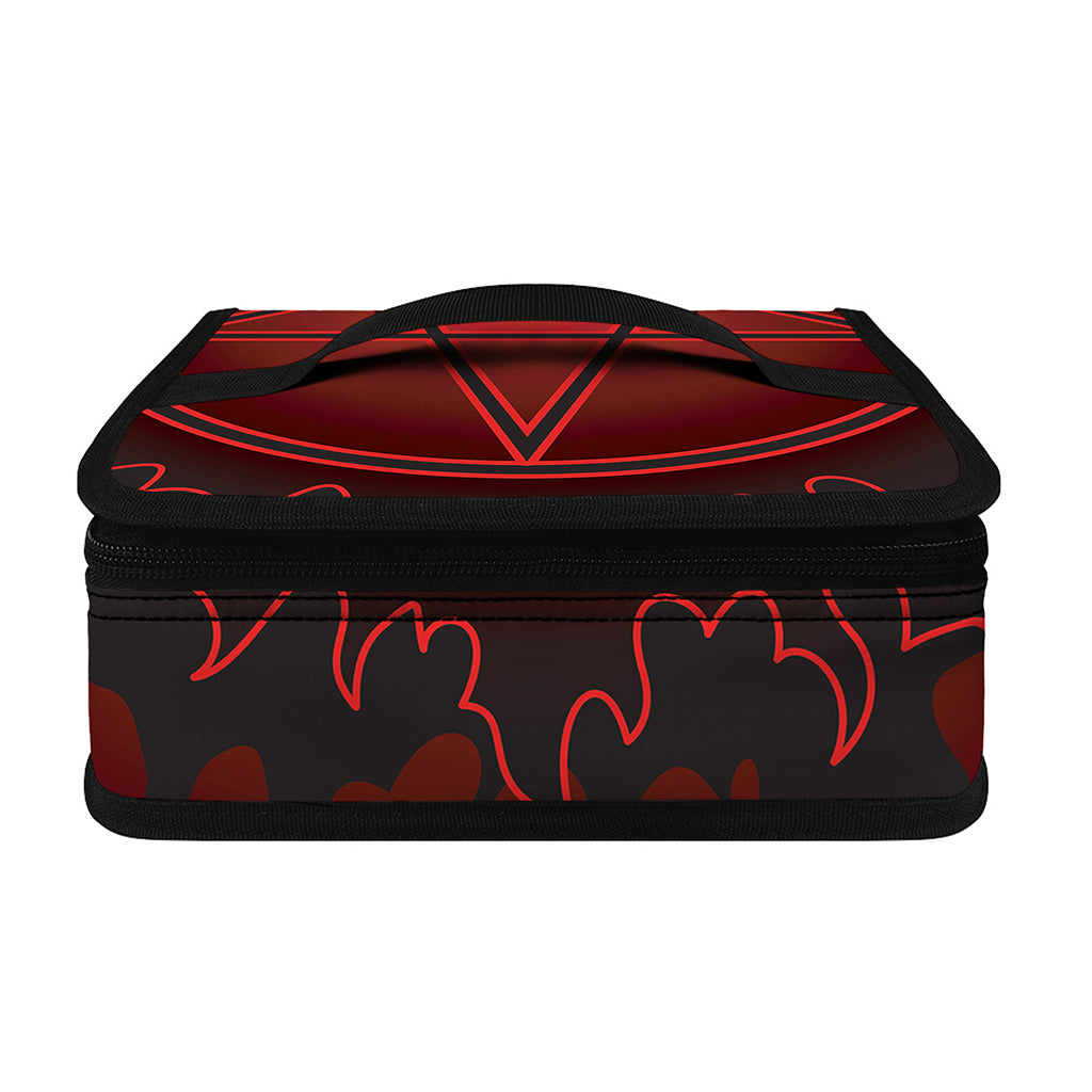 Black And Red Satanic Pentagram Print Small Lunch Bag
