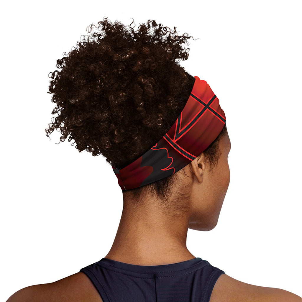 Black And Red Satanic Pentagram Print Sports Headband