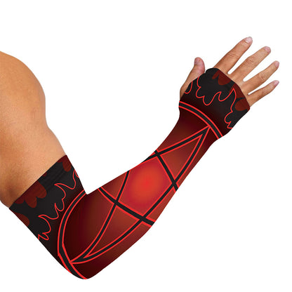 Black And Red Satanic Pentagram Print Sun Protection Arm Sleeves