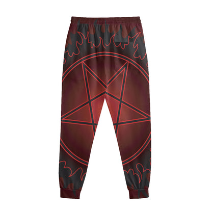 Black And Red Satanic Pentagram Print Sweatpants