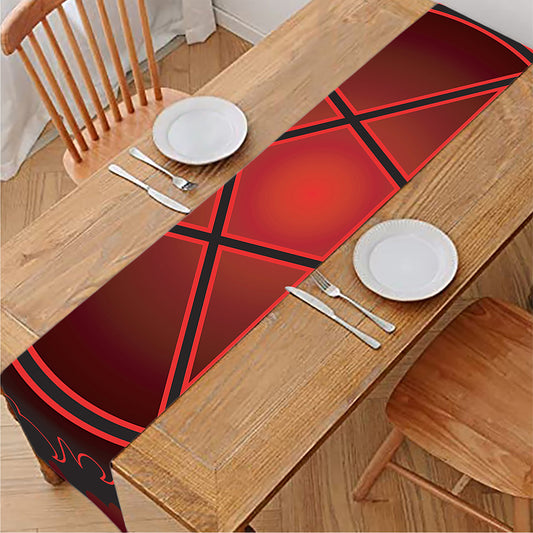 Black And Red Satanic Pentagram Print Table Runner