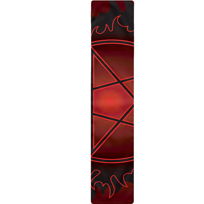 Black And Red Satanic Pentagram Print Table Runner