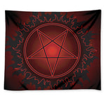 Black And Red Satanic Pentagram Print Tapestry