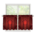 Black And Red Satanic Pentagram Print Tier Curtains