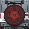 Black And Red Satanic Pentagram Print Tire Cover With Camera Hole