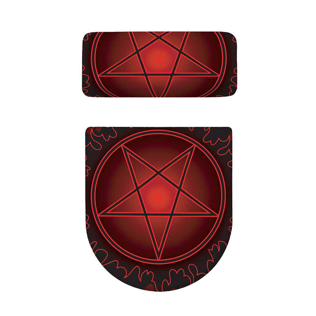 Black And Red Satanic Pentagram Print Toilet Lid And Tank Cover Set