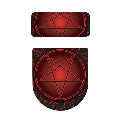 Black And Red Satanic Pentagram Print Toilet Lid And Tank Cover Set