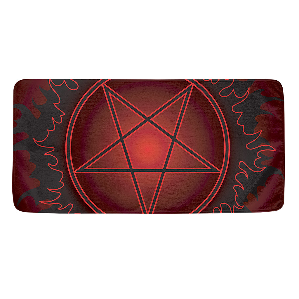 Black And Red Satanic Pentagram Print Towel