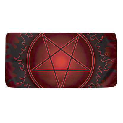 Black And Red Satanic Pentagram Print Towel