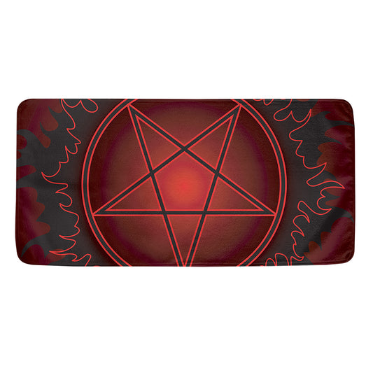 Black And Red Satanic Pentagram Print Towel