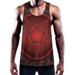 Black And Red Satanic Pentagram Print Training Tank Top