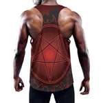 Black And Red Satanic Pentagram Print Training Tank Top