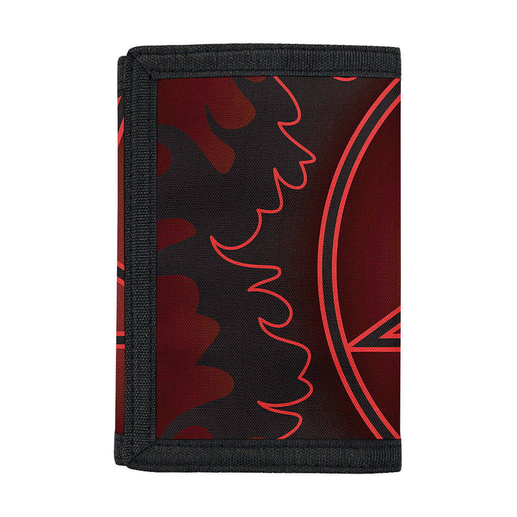 Black And Red Satanic Pentagram Print Trifold Wallet