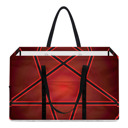 Black And Red Satanic Pentagram Print Utility Tote Bag