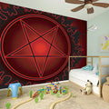 Black And Red Satanic Pentagram Print Wall Sticker