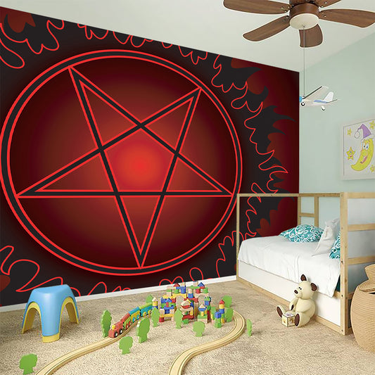 Black And Red Satanic Pentagram Print Wall Sticker