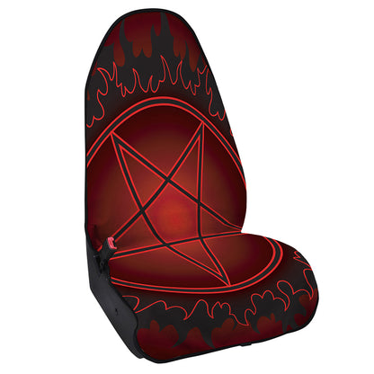 Black And Red Satanic Pentagram Print Waterproof Car Seat Cover