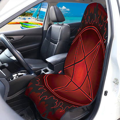 Black And Red Satanic Pentagram Print Waterproof Car Seat Cover