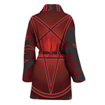 Black And Red Satanic Pentagram Print Women's Bathrobe