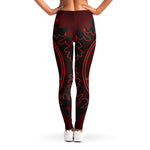Black And Red Satanic Pentagram Print Women's Leggings