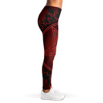 Black And Red Satanic Pentagram Print Women's Leggings