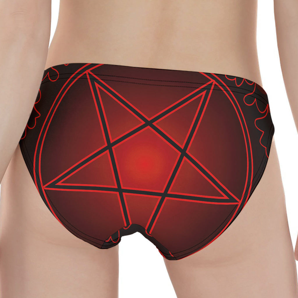 Black And Red Satanic Pentagram Print Women's Panties