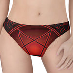 Black And Red Satanic Pentagram Print Women's Thong