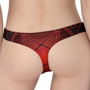 Black And Red Satanic Pentagram Print Women's Thong