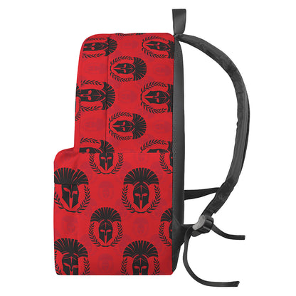 Black And Red Spartan Pattern Print Backpack