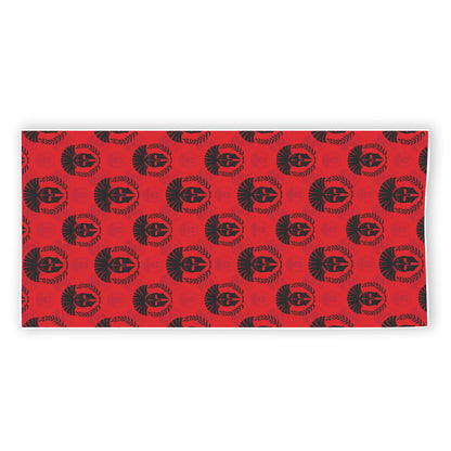 Black And Red Spartan Pattern Print Beach Towel