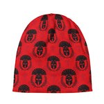 Black And Red Spartan Pattern Print Beanie